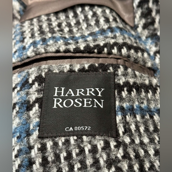 CANALI Wool Tweed Overcoat - Black/White/Blue - Picture 7 of 7